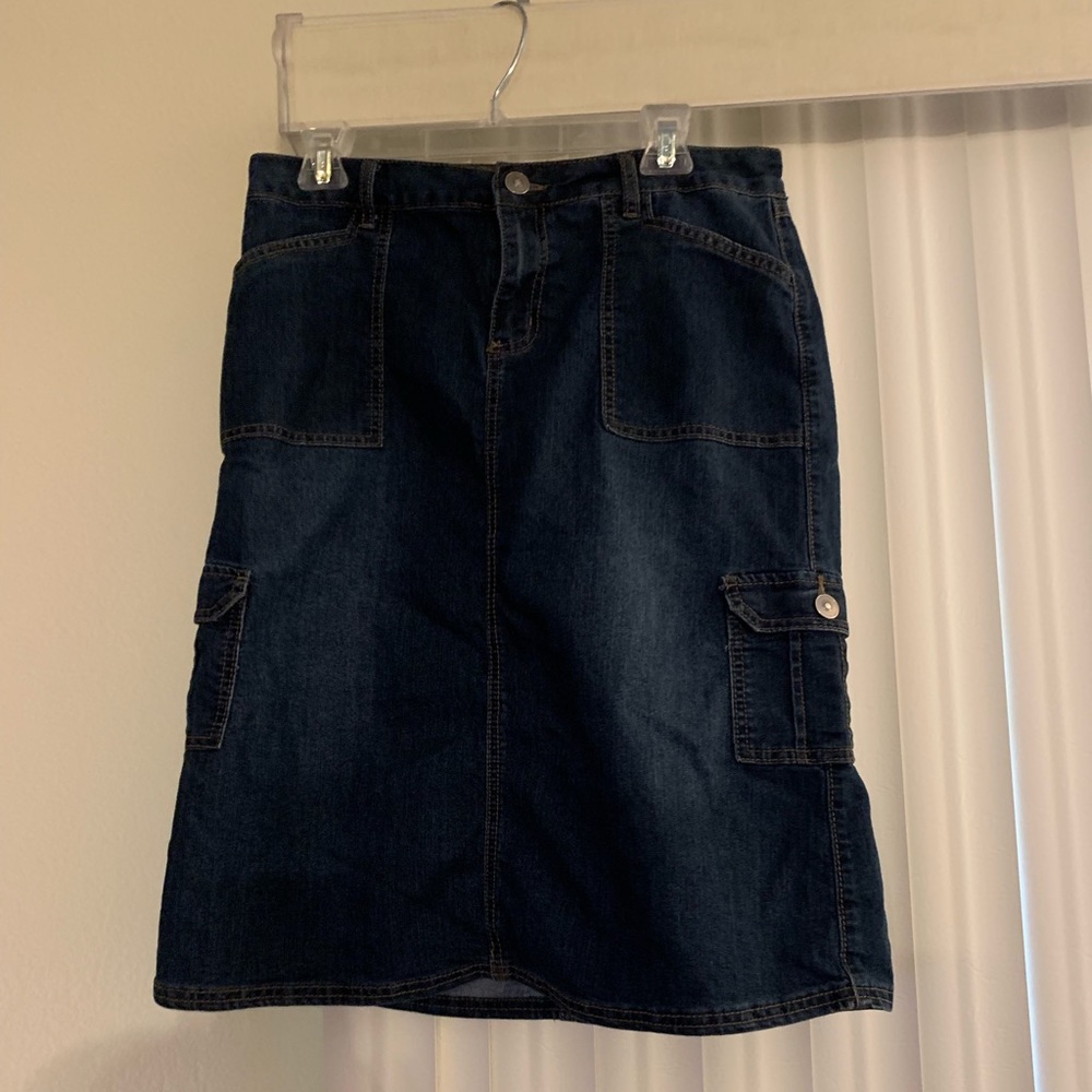 Denim cargo skirt